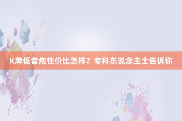 K牌低音炮性价比怎样？专科东说念主士告诉你